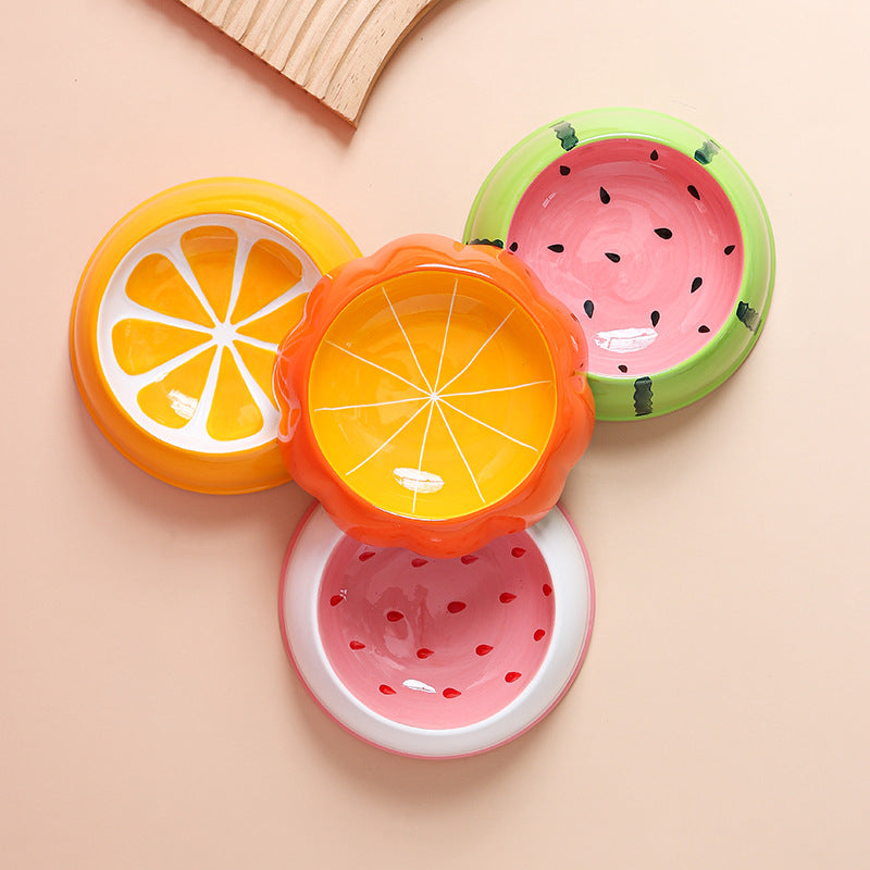 Ceramic Fruit-Shaped Pet Feeding Bowl