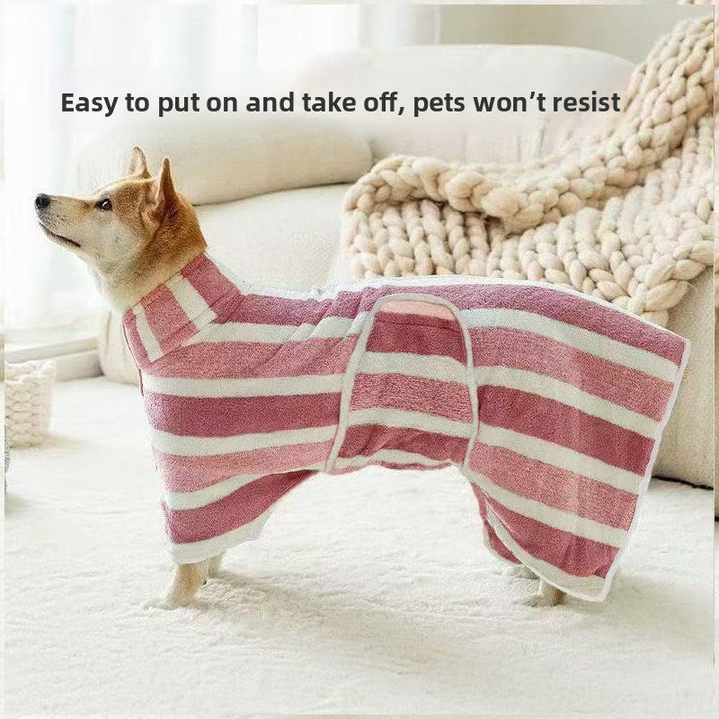 Absorbent Coral Fleece Pet Bathrobe