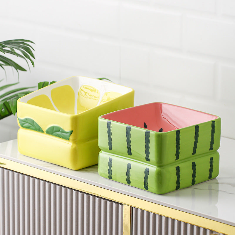 Ceramic Fruit-Shaped Pet Feeding Bowl