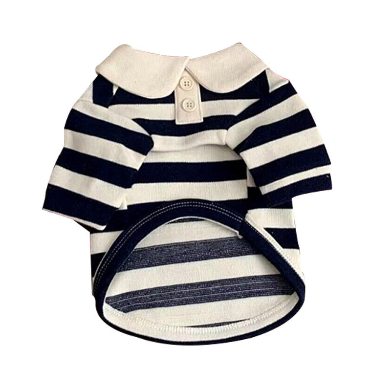 Dog Striped Polo Shirt Casual Wear