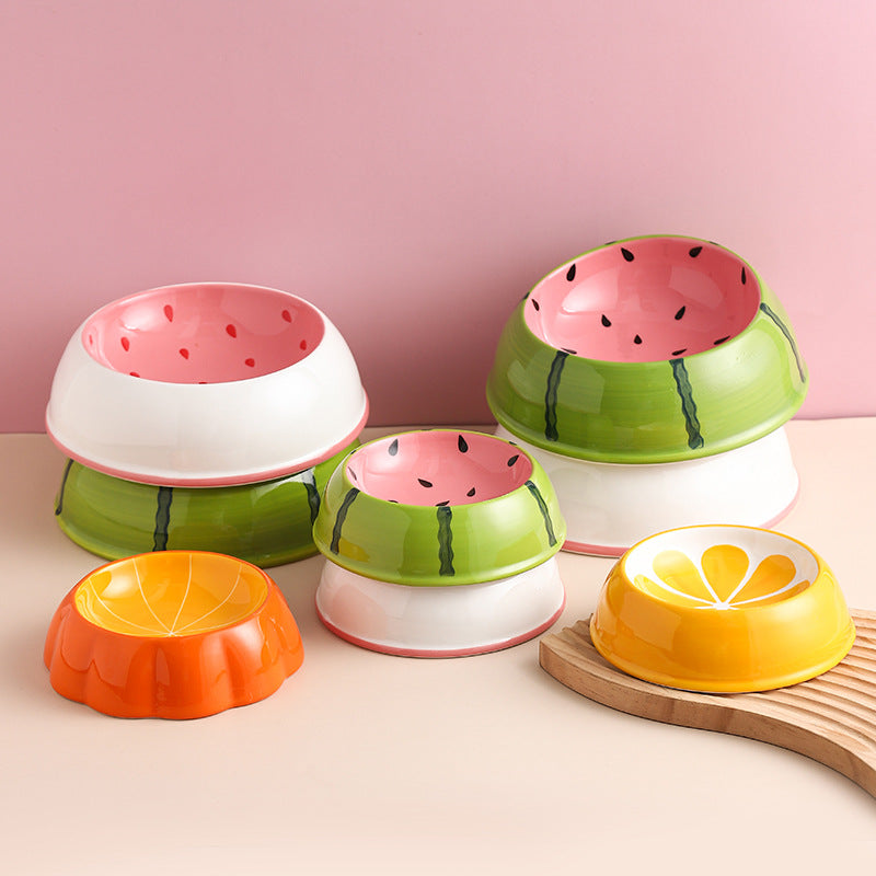 Ceramic Fruit-Shaped Pet Feeding Bowl