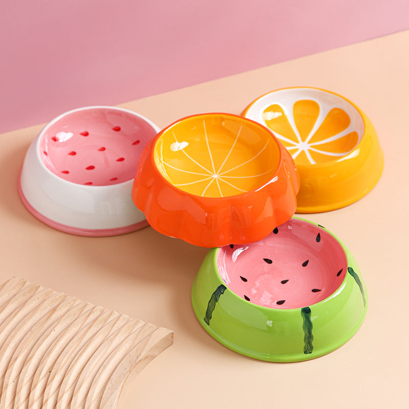 Ceramic Fruit-Shaped Pet Feeding Bowl