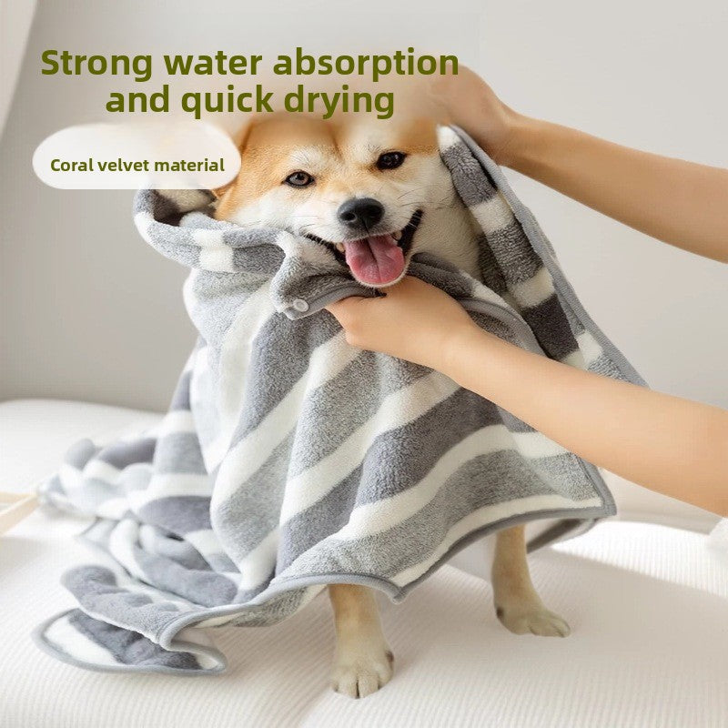 Absorbent Coral Fleece Pet Bathrobe