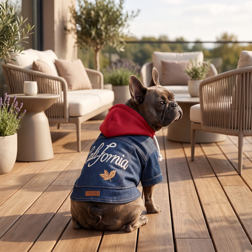 Casaco de ganga California Denim com bordado urbano para cão