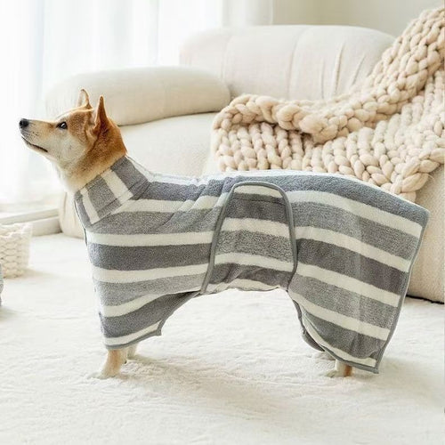 Absorbent Coral Fleece Pet Bathrobe