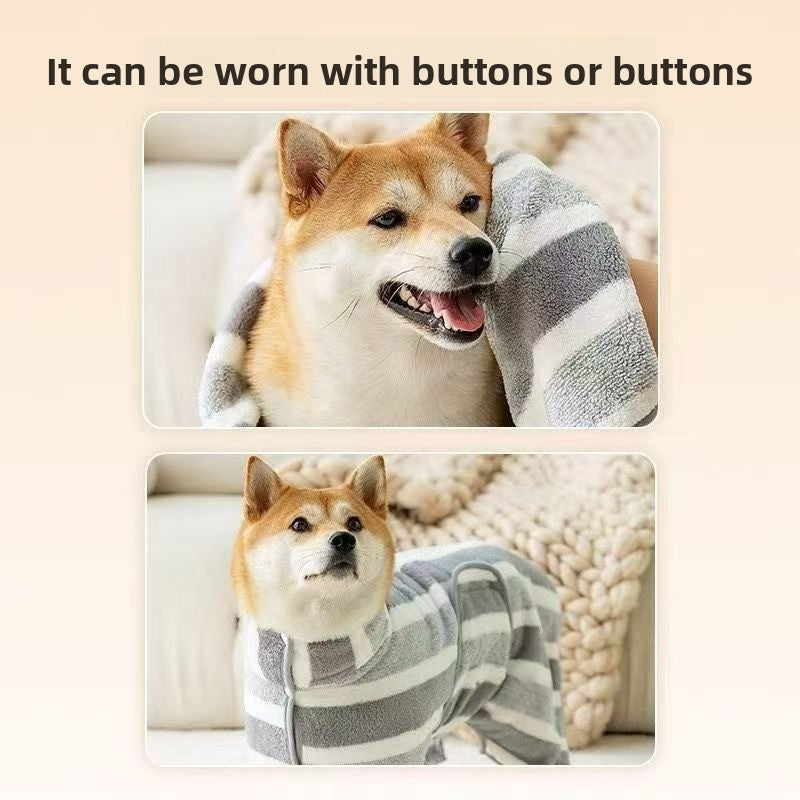 Absorbent Coral Fleece Pet Bathrobe