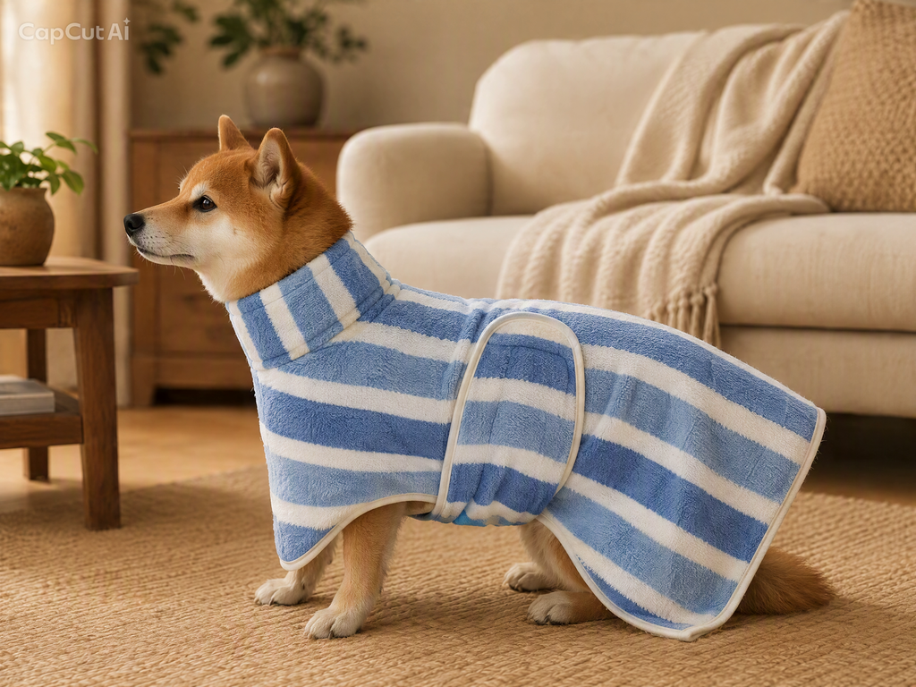 Roupão Absorvente em Fleece de Coral para Cães