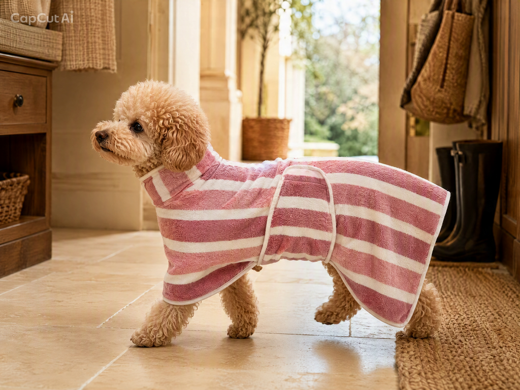 Roupão Absorvente em Fleece de Coral para Cães