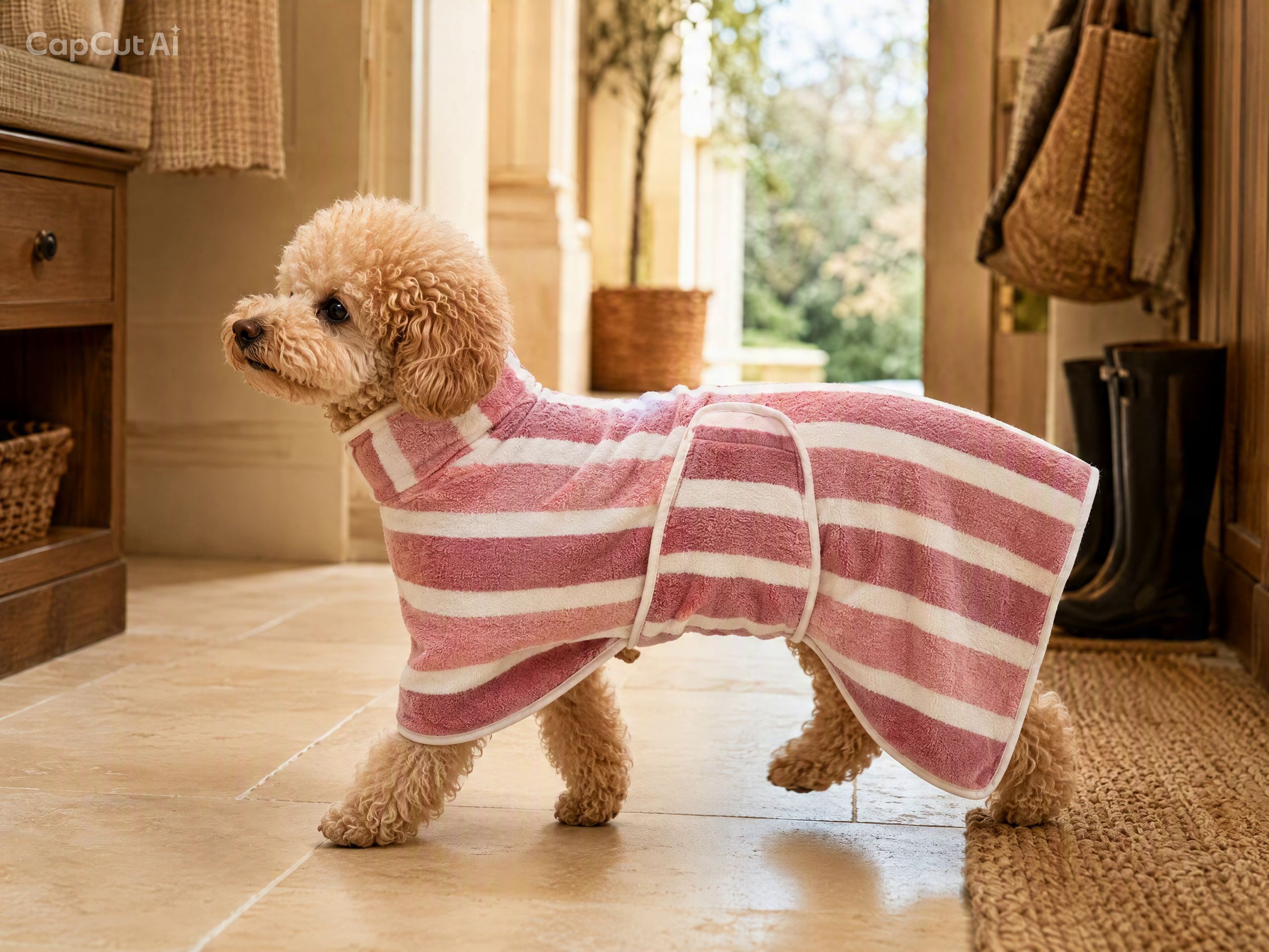 Roupão Absorvente em Fleece de Coral para Cães