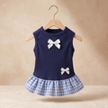Vestido para Gatos e Cães com Laços e Saia Axadrezada